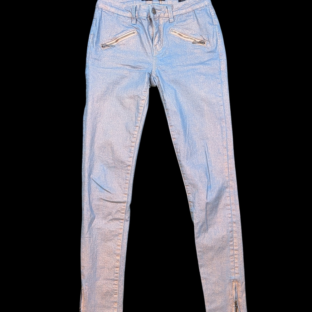 Vintage Y2K Rare Buffalo David Bitton Metallic Pink Blue Skinny Jeans Stretchy
